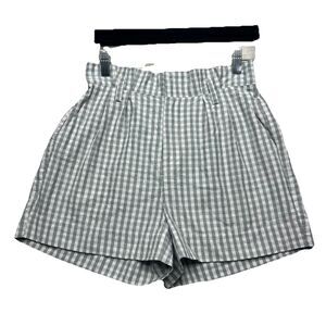 Sky and Sparrow Women's Size M Gingham Shorts Green White Check Paperbag Waist